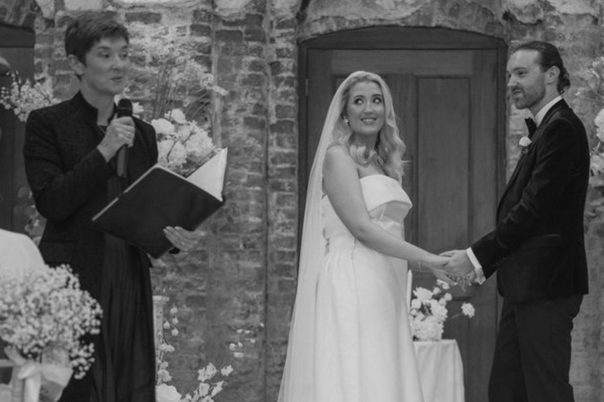 Rosemary Hartigan leading Meghan and Seán’s wedding ceremony at Powerscourt House, Wicklow